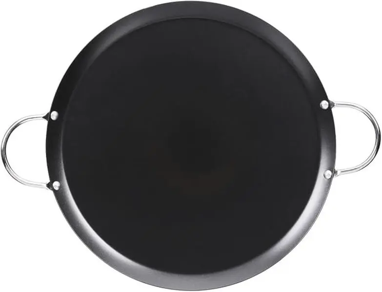 11 Inch Carbon Steel Nonstick Comal, Round Flat Skillet Griddle Pan with Metal Handles, Nonstick Coating, Pancake & Quesadilla Pan for Everyday Cooking