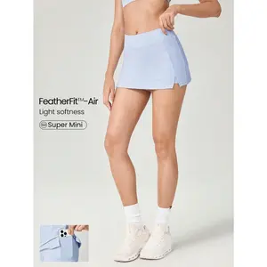 GLOWMODE 3.5" FeatherFit™-Air Side Slits Super Mini Skirt With Built-In Shorts Side Pockets Non-Slip Grips Low Impact Tennis Golf Pickleball Daily Casual Wear