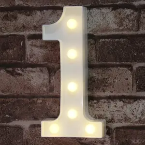 Decorative Led Light Up Number Letters, White Plastic Marquee Number Lights Sign Party Wedding Decor Battery Operated Number