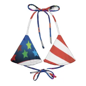 American Color Stars String Bikini Top - 88% Recycled Polyester 12% Elastane Flexible Adjustable Straps Removable Padding