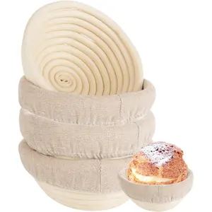 4 count Round Sourdough Proofing Basket 5 Inch Bread Proofing Baskets for Sourdough Bread Baking Small Batton Bread Basket Proofing with Removable Liner Cloth