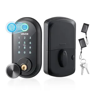 fathersdaygift VEVOR Fingerprint Door Lock, Electronic Biometric Deadbolt with Touchscreen, Auto Locking, One-Time Code, Anti-Peeking Password, Keyless Entry Door Lock with IC Cards, for Home, Apartment, Matte Black