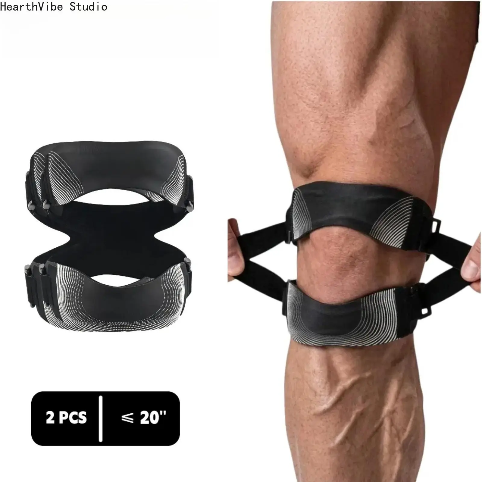 Unisex Adjustable Dual Patella Knee Strap (2-Pack) - Neoprene & Silicone Brace with Non-Slip Velcro, Complete 360-Degree Stabilization, Double-Targeted Patellar Stabilization - Universal Fit for Pickleball, Court Sports, Youth, Trail