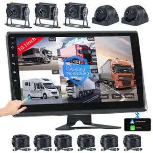 VOONOA RV Camera System with Carplay Android Auto, 5 1080P Wired Backup Camera & 10.1" HD Android 13 Touch Screen Parking Monitoring Navigation DVR BT for Semi Truck Trailer Camper Motorhome Magnetic Solar