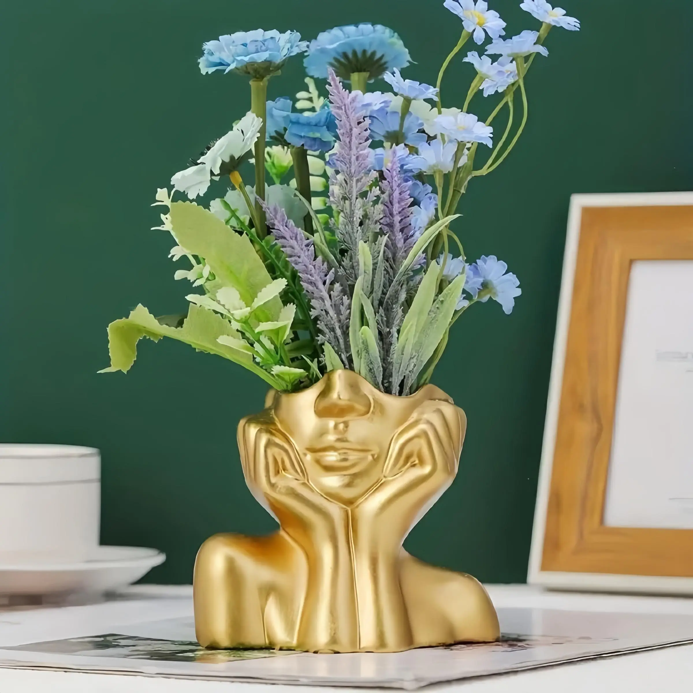 Resin Head Design Vase, 1 Count Modern Art Decorative Vase, Desktop Decor for Home Dormitory Dining Room Office Balcony