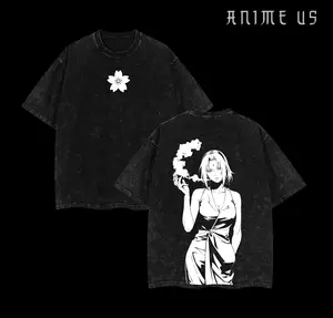 Sakura Haruno Wife Sasuke x Naruto Double Printed Vintage Washed Tee, Unisex Oversized Heavyweight Cotton T-shirt for Anime Fans Sakura Fan