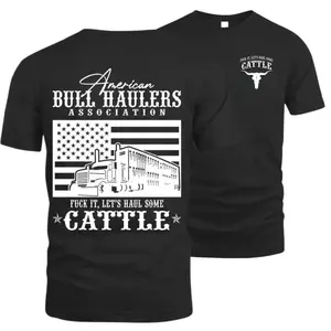 American Bull Haulers Association Tshirt , Semi Truck Cattle Hauling Shirt, Black White Flag Design, Rancher Driver Apparel, Gift For Trucker