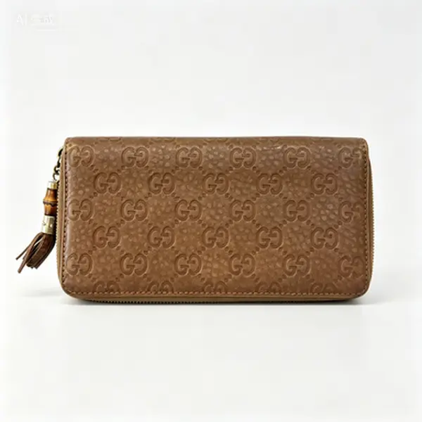 Pre-owned GUCCI Microguccissima Brown Leather Zip Around Long Wallet, Iconic Bamboo Tassel Continental Purse