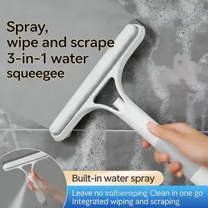 3-in-1 Glass Cleaning Squeegee, Multi-Purpose Spray Glass Cleaner, suitable for glass doors, windows, and mirrors, with a brush head