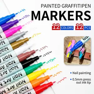 Waterproof Quick-Dry Acrylic Marker Pen, Ultra-Fine Tip Colorful DIY Painting Marking Pen, Nail Art Doodle Pen, Drawing Pen