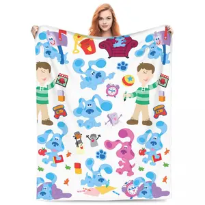 Blue's Clues Collage Blanket Warm Soft Novelty Plush Throw Blanket For Outdoor Camping Flannel Bedspread Bed Cover