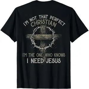 cotton t-shirt I'm Not That Perfect Christian  I'm The One That Knows T-Shirt        Graphic tees Casual Shortsleeve zzw06
