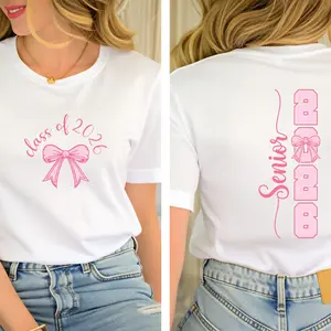 Senior Class Of 2026 Shirt, Coquette Bow Grad Gift, Pink Class Of Gift Senior 2026 Coquette Bow Design: Class of 2026 Graduation Shirt