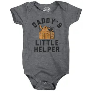 Daddys Little Helper Baby Bodysuit Funny Sarcastic Graphic Novelty Jumper for Infants Funny Baby Onesies Funny Sarcastic Onesie Novelty Onesie Dark Grey