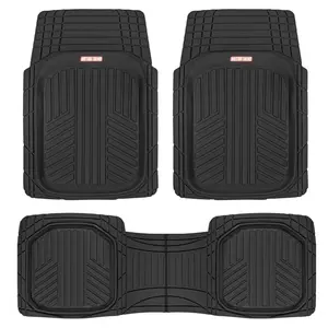 Waterproof TriFlex Rubber Floor Mats for Car Van SUVs Truck w/ Rear Liner Black