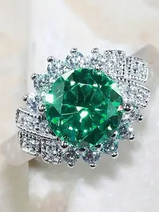 1 PC Fashion Cubic Zirconia Elegant Ring For Women Wedding Engagement Party Valentine's Day Gift Artificial Zircon Ring