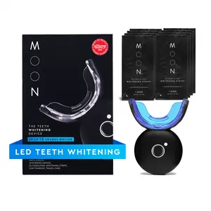 MOON Teeth Whitening Kit with LED Light, Wireless, 5 Minute Treatment, Gentle on Sensitive Teeth, Helps Remove Stains, Dissolvable Strips, Travel Case, Daily Oral Care, Peroxide, Tooth Whitening dissolving  teeth