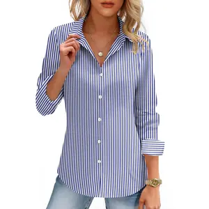 Women's Button Down Shirts Long Sleeve Dress Shirt Slim Fitted Work Tops Collared Dressy Casual Business Blouses