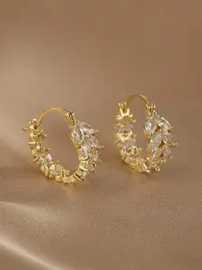 Andkiss 1pair Wheat Spike Shape Earrings With Rhinestone Embellishment