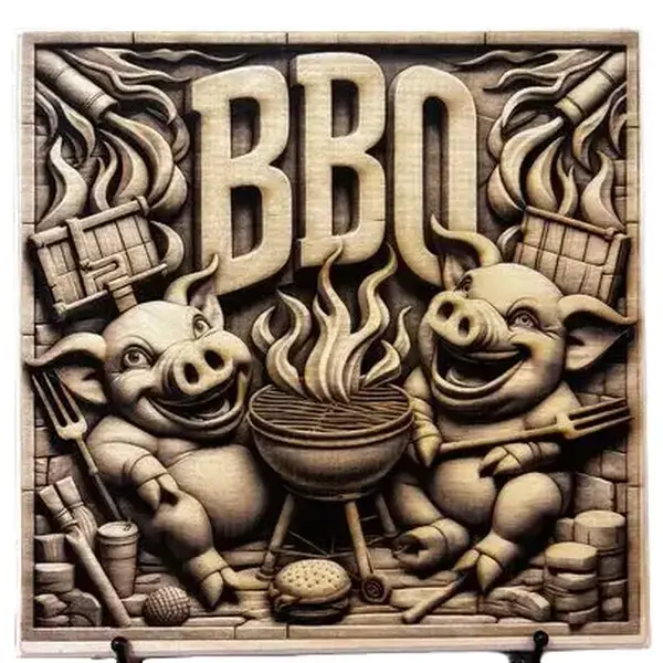 Laser Engraved Wood BBQ Pigs - Fun Kitchen Decor for Any Space - Unique and Playful Addition to Your Home
