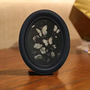 Vintage Halloween Butterfly Flower Wall Art Decorative Artwork Handmade Oval Wooden Decoration (5.25x4.16 Inches), Perfect for Christmas & Thanksgiving Decorations