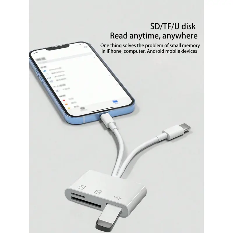 2PCS Type C + Lightning three-in-one converter, supports mouse, keyboard, USB flash drive, multi-function OTG converter, high-speed transmission, efficient