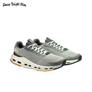 Lightweight Cushioned Running Shoes – Glacier Gray with Khaki Midsole & Breathable Mesh Upper for Daily Commute, Gym & Light Runs
