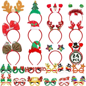 HY-HDW017 Christmas Party Favors, Cute Christmas Glasses Headbands Set, Christmas Headwear, Christmas Glasses Frame