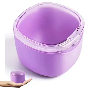 Upgraded Denture Bath Box Cup, Leak Proof Denture Retainer Cleaning Case, Complete Clean Care for Dentures, Clear Braces, Mouth Guard and Night Guard Retainers