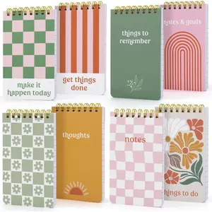 Aesthetic Pocket Notebooks Set Of 8 - Small 3x5 Spiral Notepads With Lined Pages For Women - Perfect Mini Pads to Stay Organized and Boost Productivity at Work or School