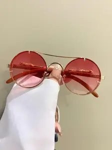 Unisex Vintage Round Frame Sunglasses, Trendy Casual Punk Sunglasses for Everyday Use, Fashion Accessories for Outdoor Activities