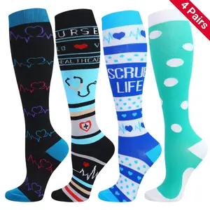 ISUNIE 4 Pairs Compression Socks for Women & Men, Ideal for Running, Hiking, All Seasons,Unisex, Support Sock