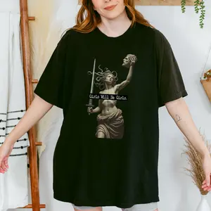 [Comfort Colors] Medussa With The Head Of Perseus Feminist T-Shirt, Girls Being Girls Graphic Tee