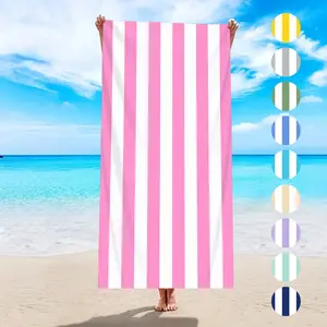 1pc simple colored striped beach towel, ultra-fine fiber soft and comfortable quick drying absorbent large beach towel, Striped towels, suitable for outdoor sports, swimming, yoga, camping, shower room and beach vacation essential beach shawl towel