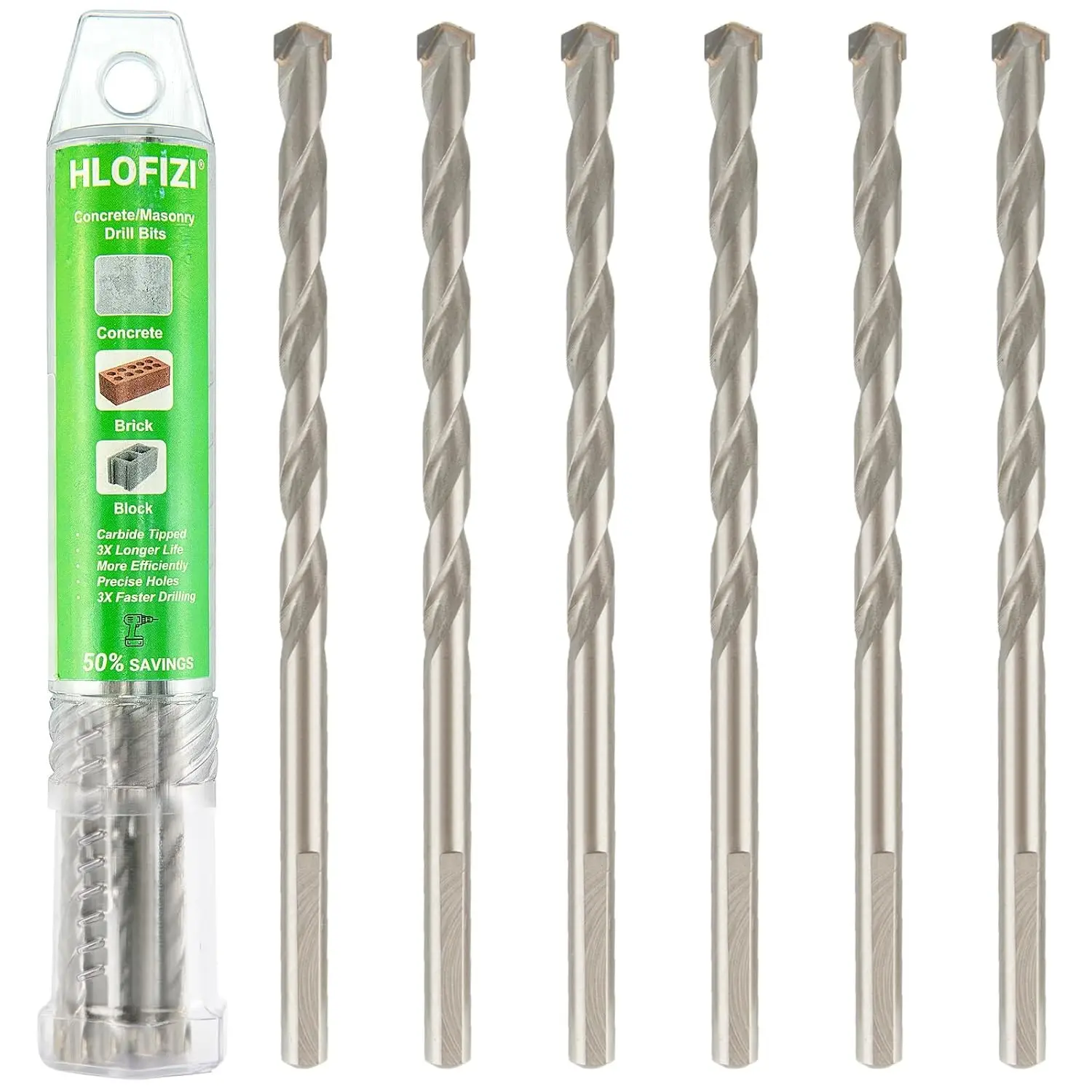 5/32" x 6" Masonry Drill Bits 5/32 inch Concrete Hammer Drill Bits Carbide Tipped, for Cement, Brick, Stone, 6 Pack