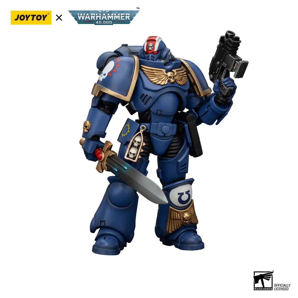 JOYTOY 1/18 Scale Ultramarines Chapter Primaris Lieutenant Erastus PVC Action Figure - Primaris Armor, Detailed Design, Authenticity Guaranteed, Non-Toxic, Minifigure Style, Ages 12+, JT2481, Toys & Hobbies Collectible, Minifigure Accessory, Action Figure