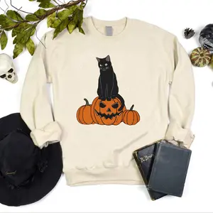 Black Cat Pumpkin Sweatshirt: Fall, Halloween, Spooky Season