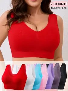 【Plus Size】 Women's Soft  Seamless Bra,Comfortable & Breathable Simple Basic Chest, No Padding,Lady Lingerie Casual Underwear Top,Soft Comfy Bra,Perfect For Daily Wear,All Seasons
