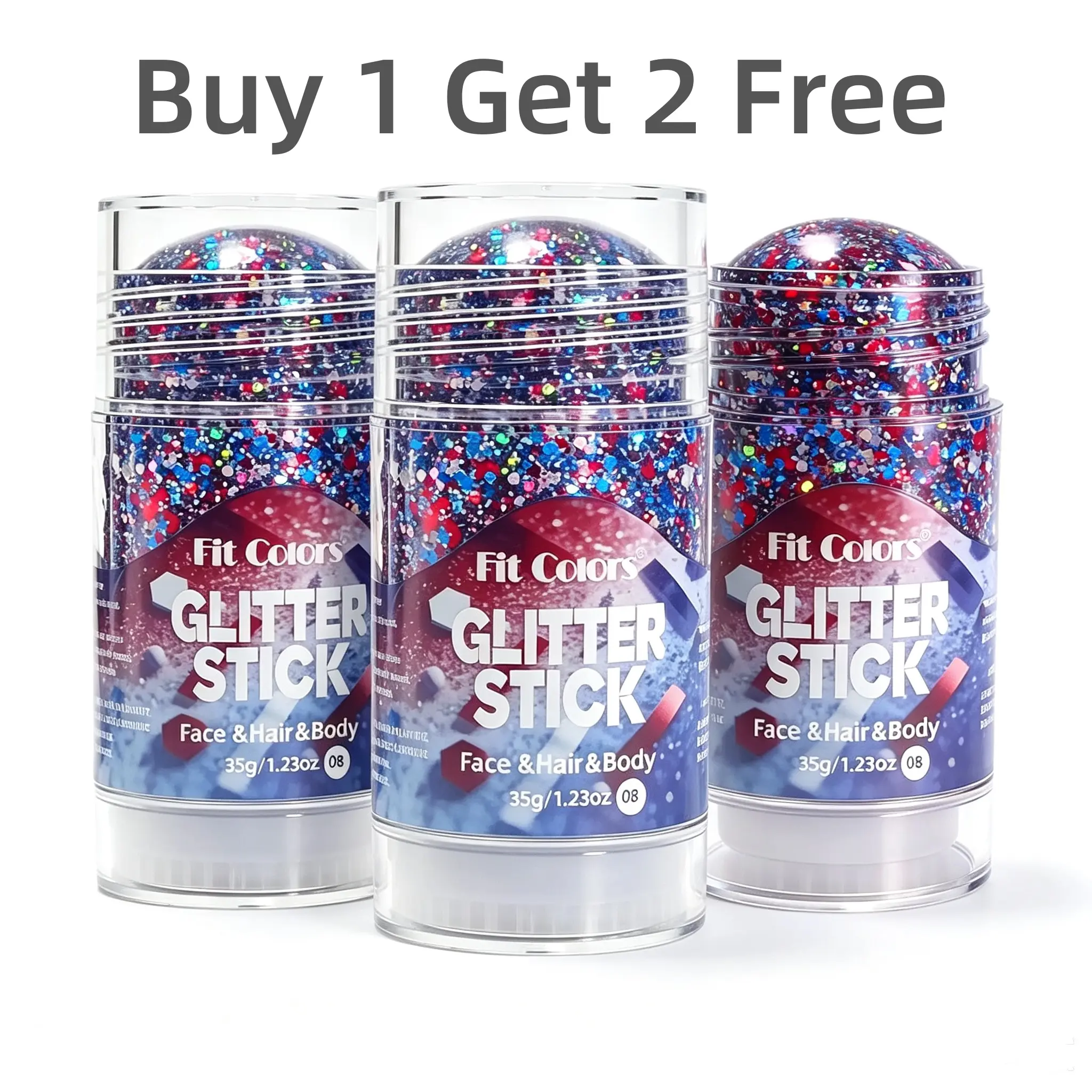 【Buy 1 Get 2 Free】4th of July Glitter Stick | Red, White & Blue Body & Hair Sparkle for Independence Day Party, Festival & Fun Holiday Look