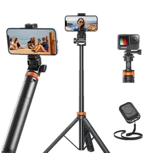 62" Phone Tripod for iPhone/Android with Remote, Upgraded Stand, Compatible with iPhone 16/15/14/13, Travel-Friendly & Stable - Aluminum, Camera