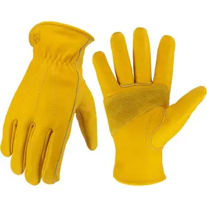 Leather Work Gloves for Men & Women, Reinforced Durable Gardening Gloves,Cowhide Work Gloves,Puncture & Cut Resistant