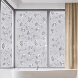 Classic Peony Design Decorative Privacy Window Film, Decorative Decal, Static Adhesive PVC Glass Sticker, Removable Light Filter for Home Office Bedroom Living Room Kitchen