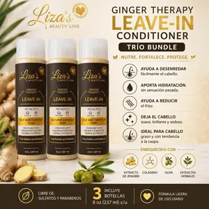 Liza’s Beauty Line Ginger Therapy Live-In Trio Bundle Haircare Set - Daily Hydrating, Restorative Conditioner for Hair Care Needs