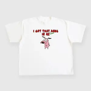 Menswear Short-Sleeve Round Neck Casual Streetwear T-Shirt - "I Got That Dawg In Me" Funny Quote Meme Tee, Courage The Dog Cartoon Top