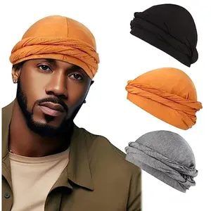 Pullover Turban For Men Vintage Head Wraps For Men Stretch Modal And Satin Turban Scarf Tie For Hair