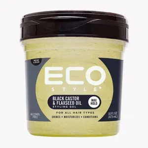 Eco STYLES Black Castor & Flaxseed Oil Hair Styling Gel, Moisturizing, Alcohol-Free, All Hair Types, 16 oz