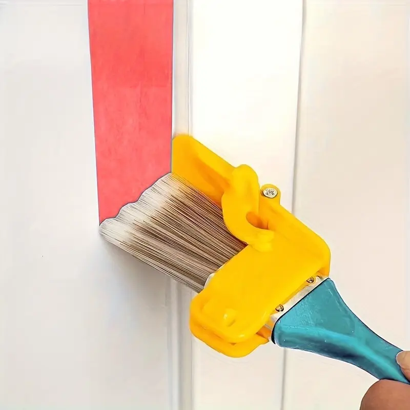 4pcs Durable Paint Brush and Holder Set, Portable Edge Color Separation Non-Shedding Dual-Tone Paint Brush, Wooden Handle Dual-Tone Finish Paint Brush