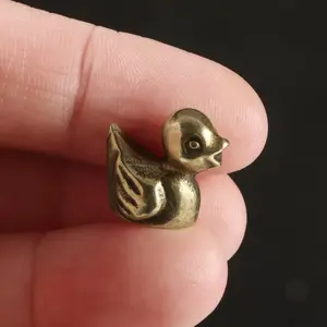 Brass Duck Miniature Figurine Statue, Home Decor Statue, Multifunctional Decor for Various Rooms, Indoor Outdoor, Antique Finish Bronze Craft, No Power Needed, Collectible Figurines