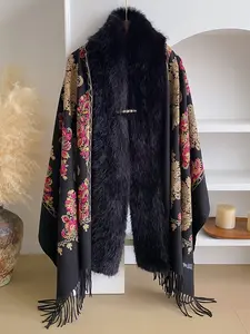 Women's Boho Paisley Pattern Shawl Wrap, Fall & Winter Fitted Lightweight Outerwear, Warm Versatile Stylish Accessory, Paisley Print Scarf