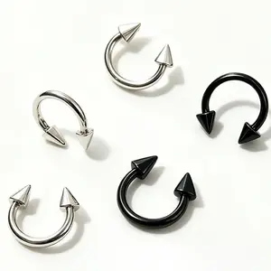 Double Arrow Tip Clicker Septum RingMedical Stainless Steel Hinge Hoop | Alt Accessory for Streetwear, Concert & Daily Edgy Outfits!
